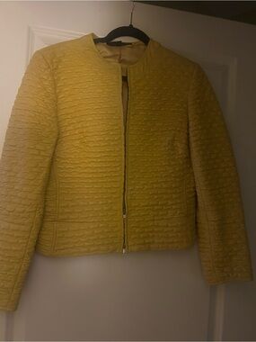 Anne Klein leather Yellow Quilted Zip-Front Jacket - very soft leather.